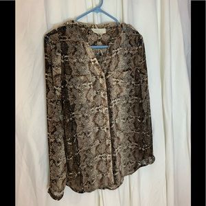 Olive & Oak Sheer animal print button down size XS